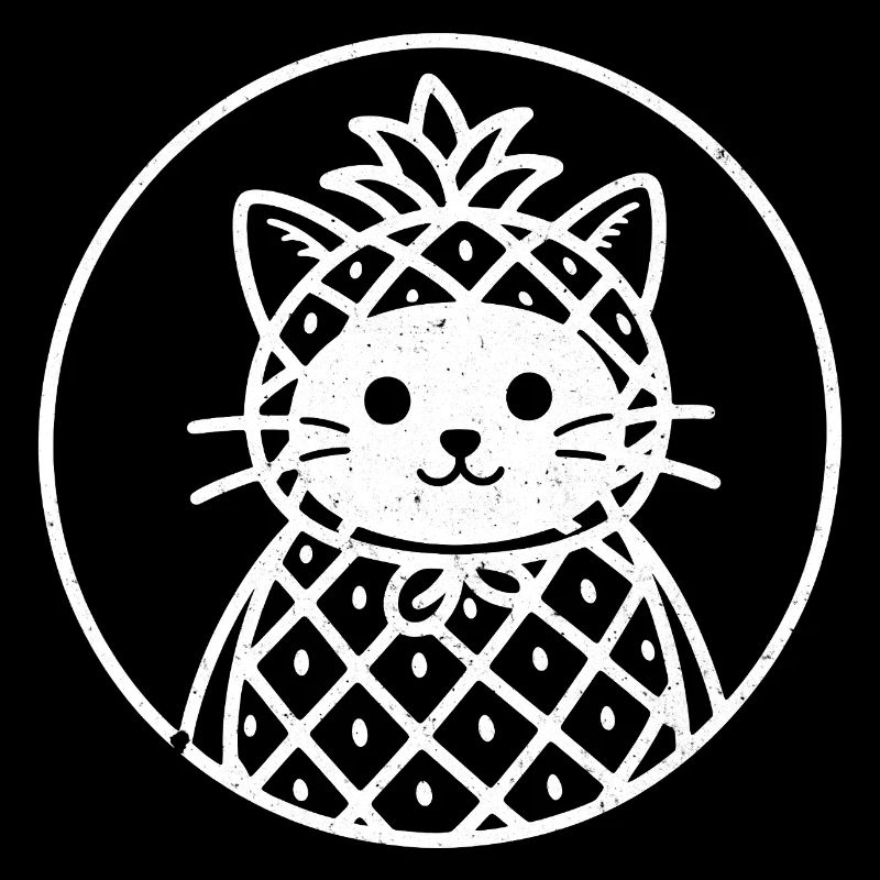 Cat Pineapple Style Illustration