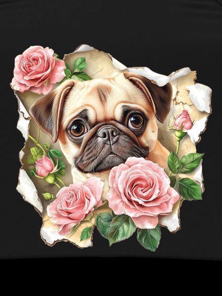 Pug with roses