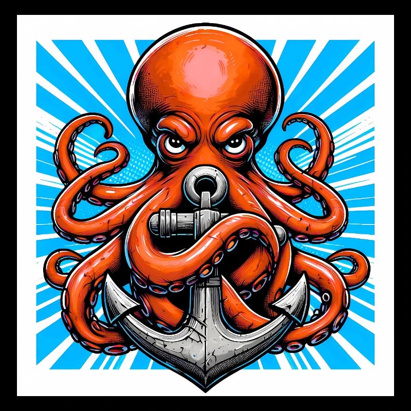 Oktopus umarmt einen Anker