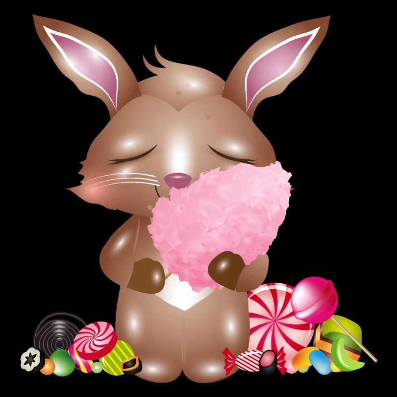 cute bunny with cotton candy & candy