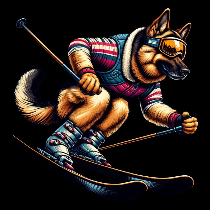 German Shepherd Ski Winter Adventure