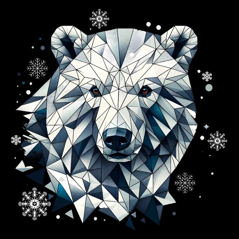 Geometric Polar Bear Head - Polygons Motif
