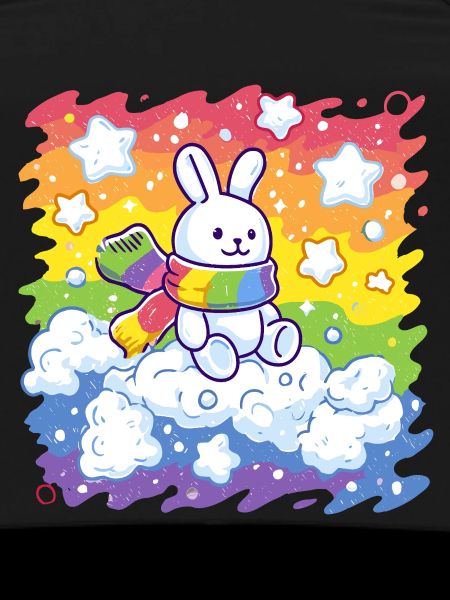 Rainbow bunny on cloud