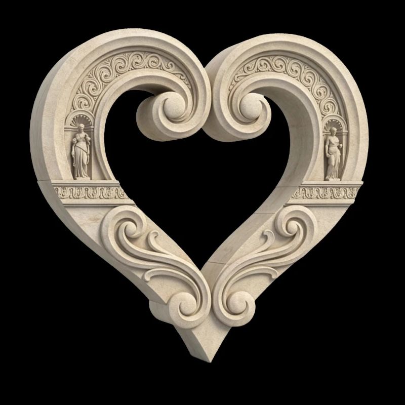 Architectural Stone Heart Sculpture