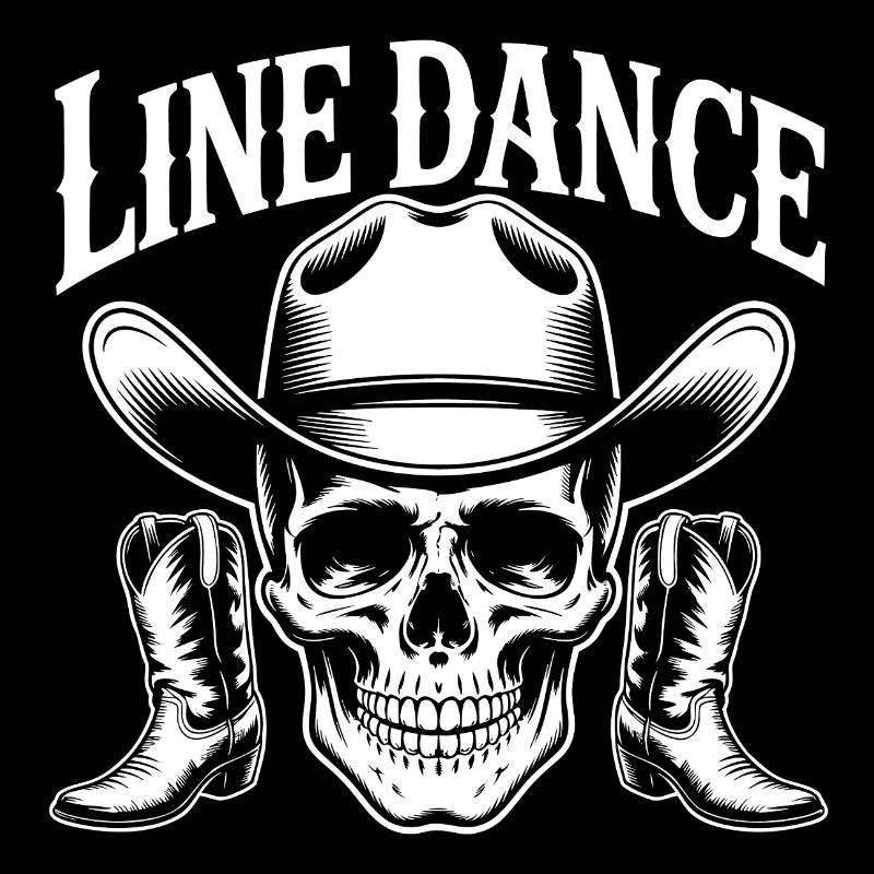 Line Dance Schädel mit Cowboyhut