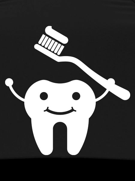 Tooth with toothbrush