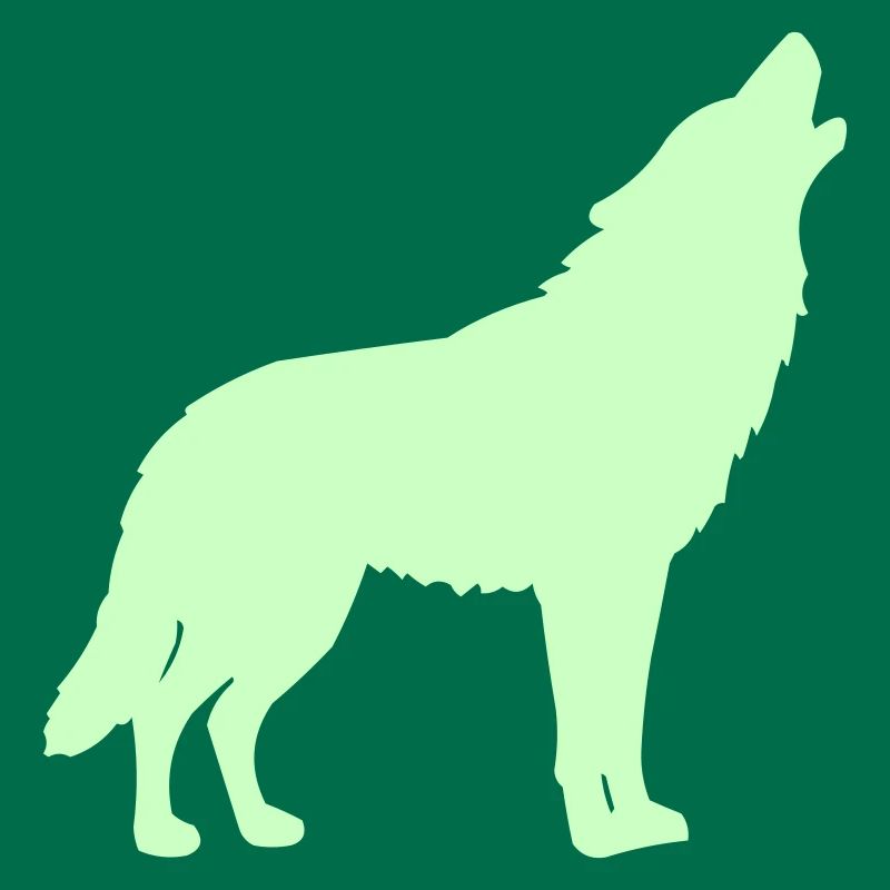 Wolfsilhouette Neon Grün