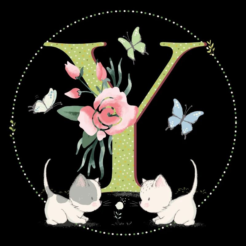 Lettre initiale Y avec chat
