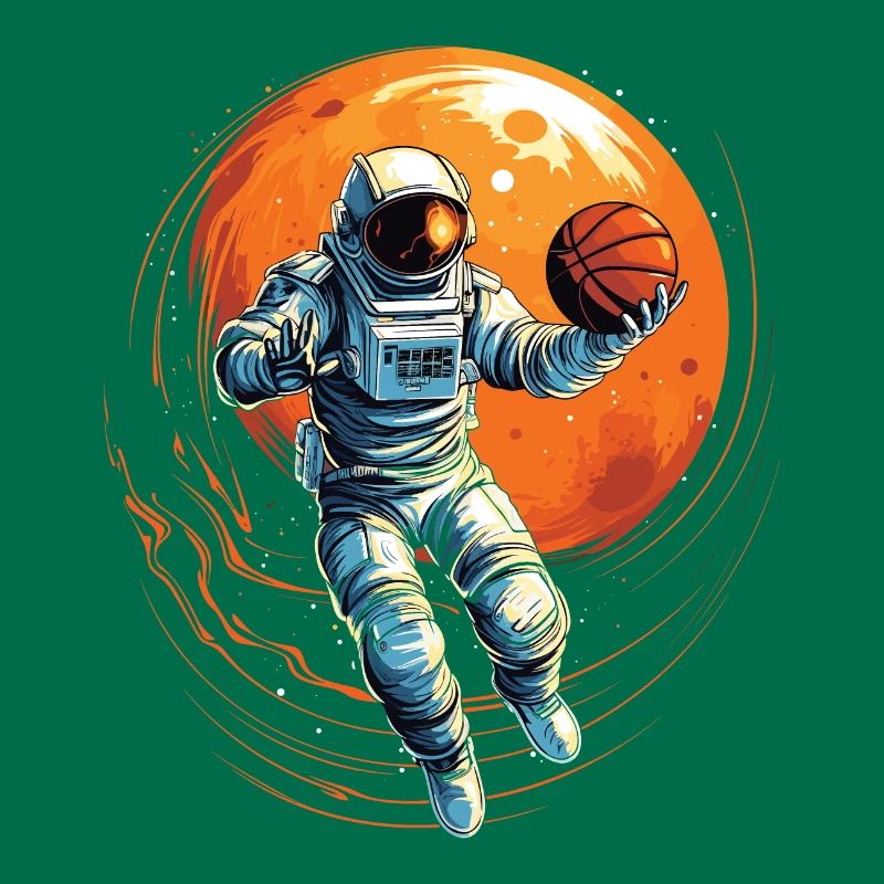 Astronaute basketteur dans l’espace, illustration de bande dessinée