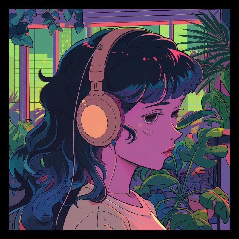Plantes et musique - Impression de mode de haute qualité