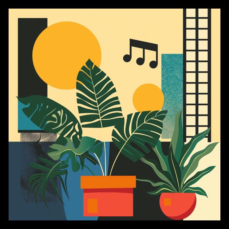 Plantes et musique - Impression de mode de haute qualité