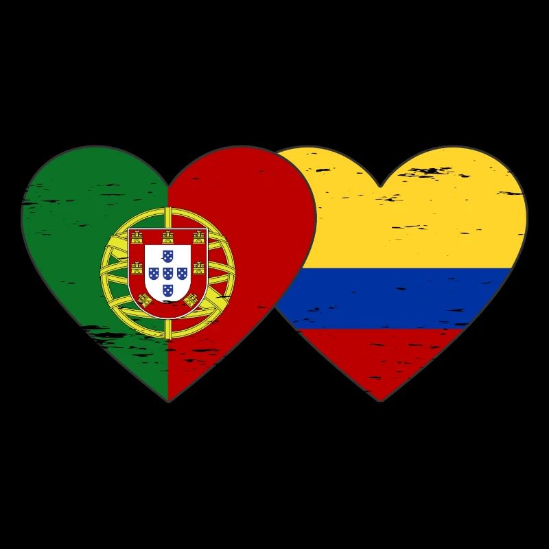 Portugal Colombie Drapeau Coeur Utilisé