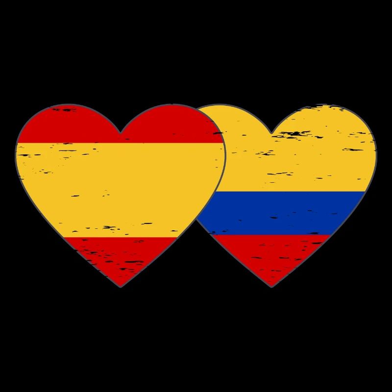 Espagne Colombie Drapeau Coeur Utilisé