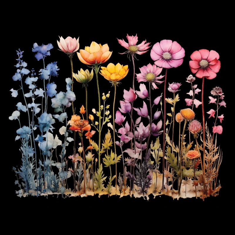 Coloré Fleur Prairie Conception d’aquarelle