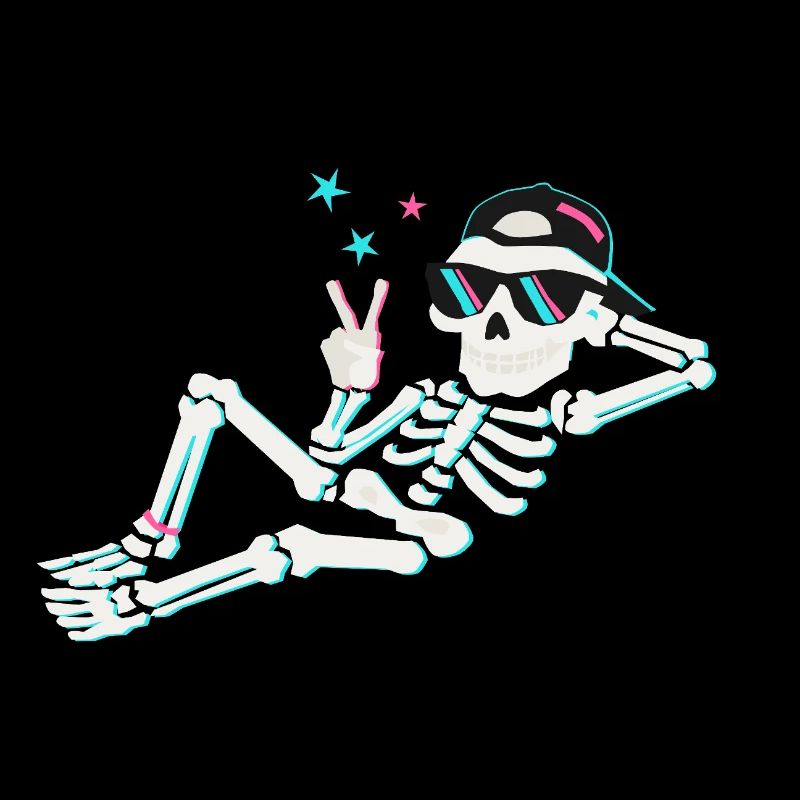 Skeleton neon peace – retro energy