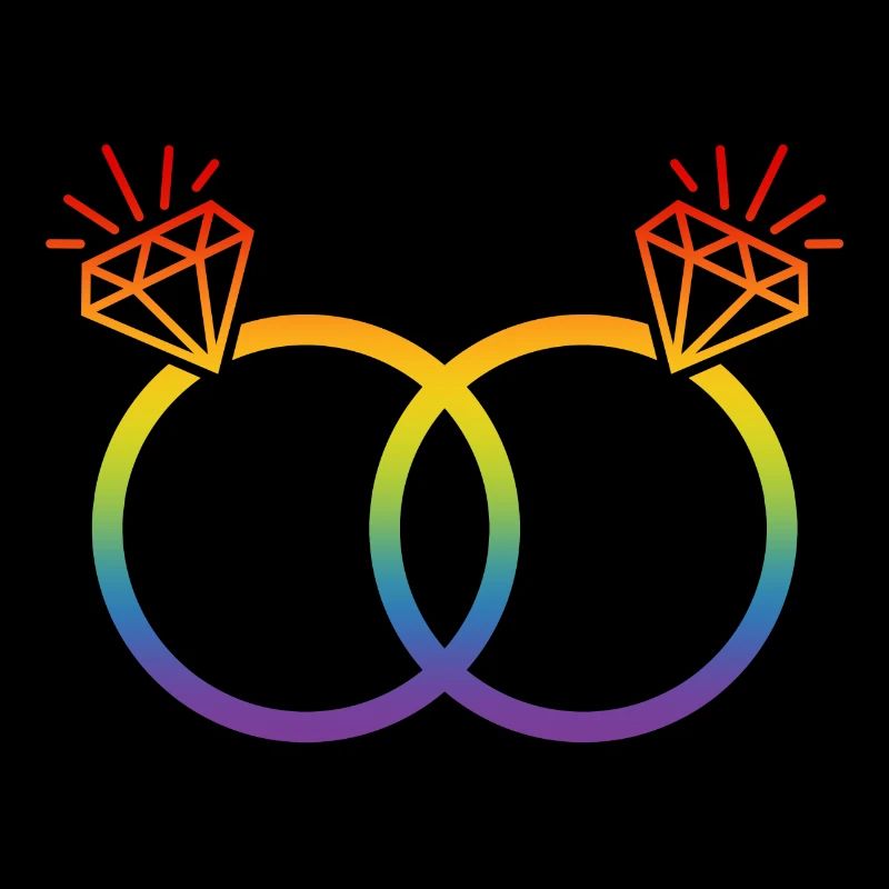 LGBT Eheringe Hochzeit JGA Paar Regenbogen Diamant
