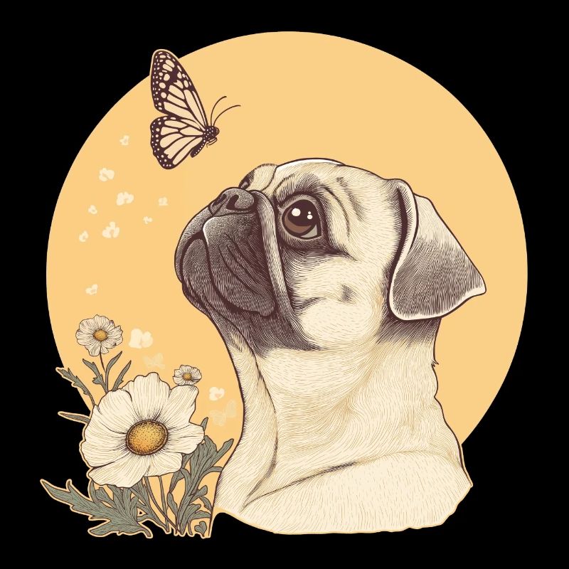 Mops mit Schmetterling