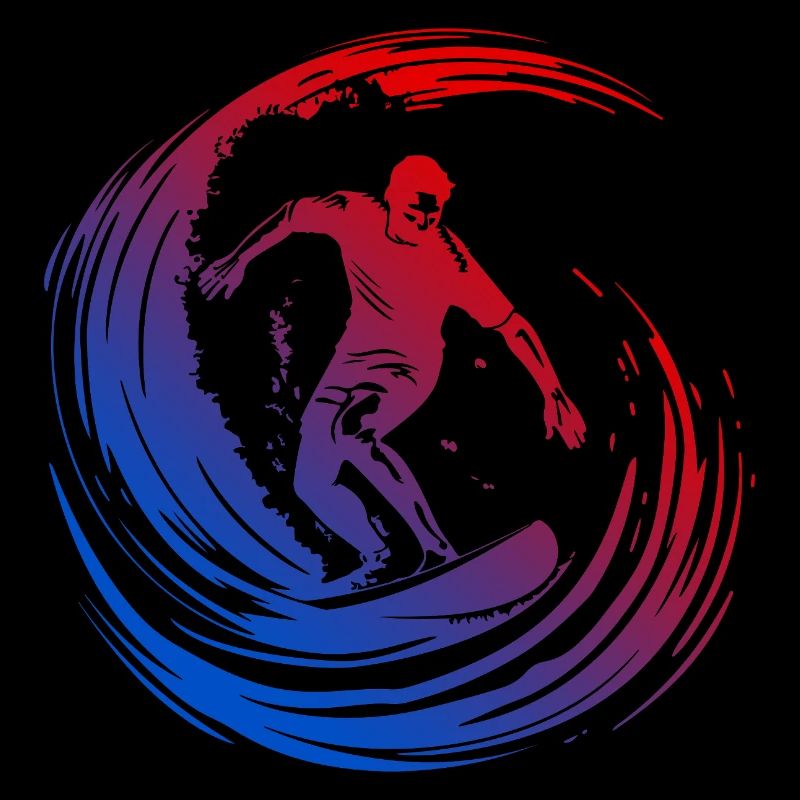 Silhouette de surfeur coloré