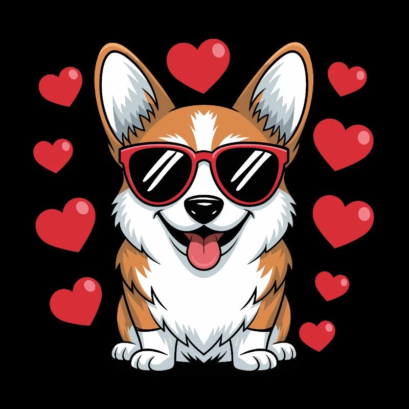 Cooler Corgi mit Herz – Liebevolles Hunde-Design