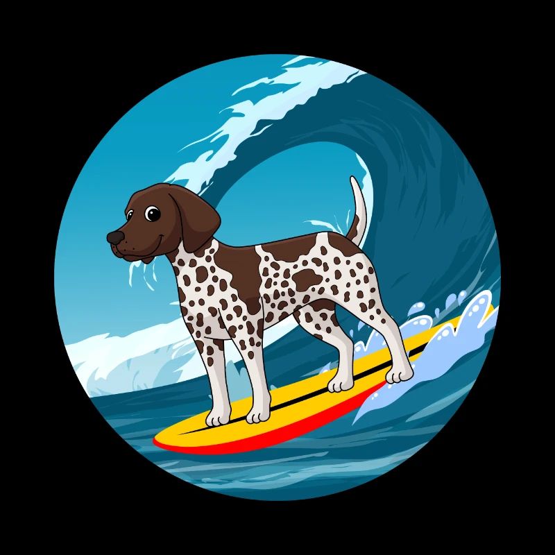 German Shorthaired Pointer Dog Surfing Sea Waves