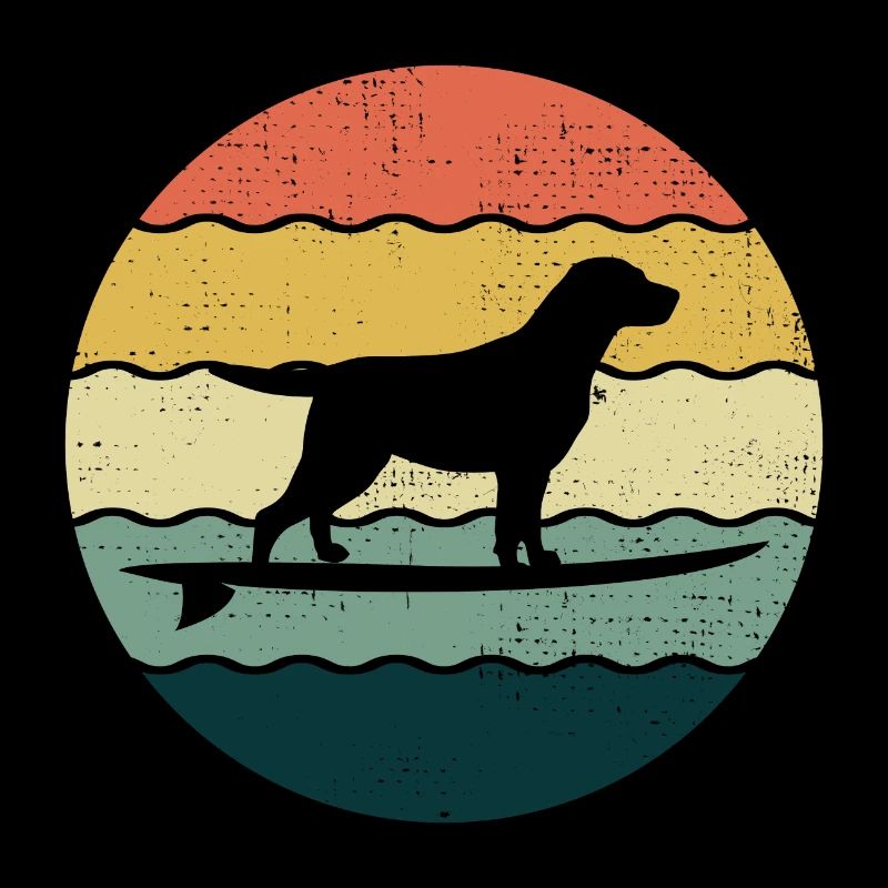 Labrador Retriever Hund Surfen Vintage Retro