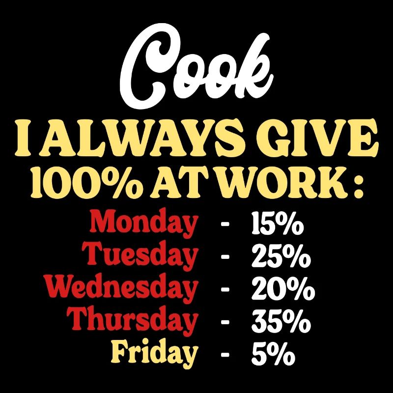 100% Au Travail Citation Drôle Cuisinier