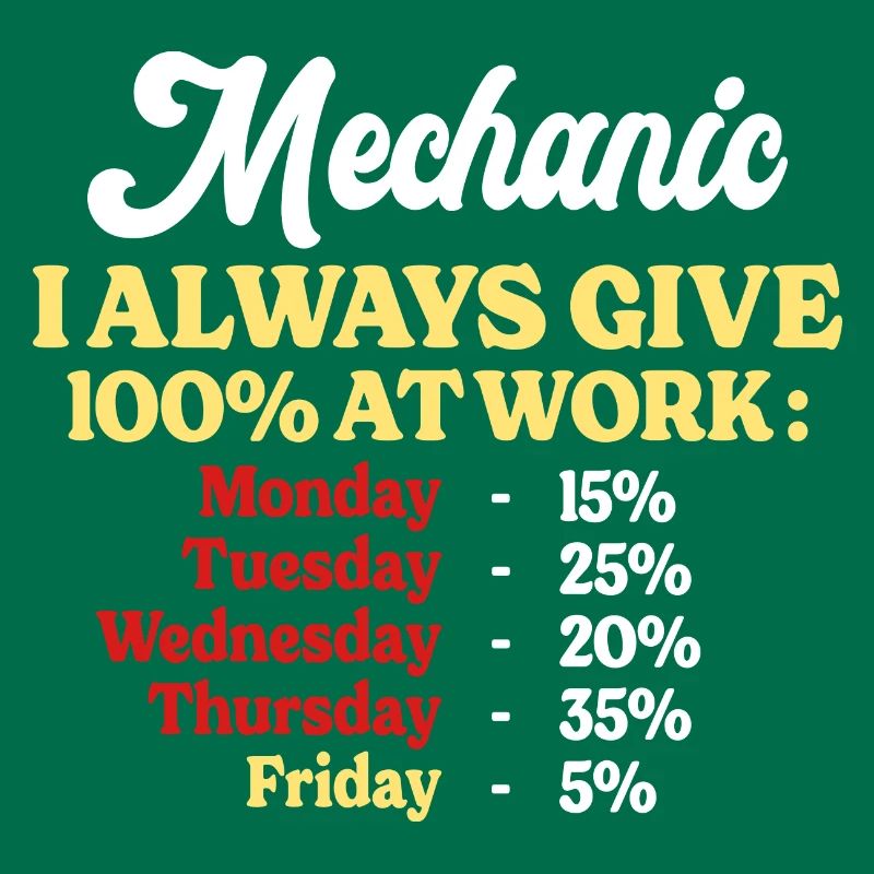 100% At Work Funny Mechanic Quote