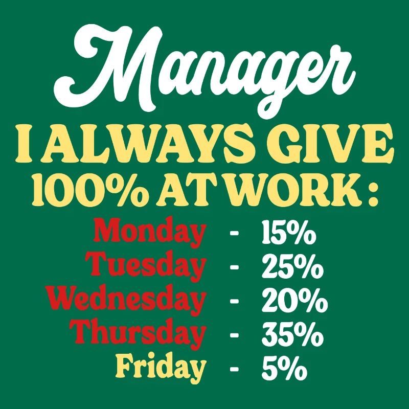 100% At Work Funny Manager Quote