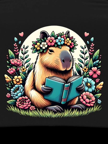 Cute Capybara Reading Book