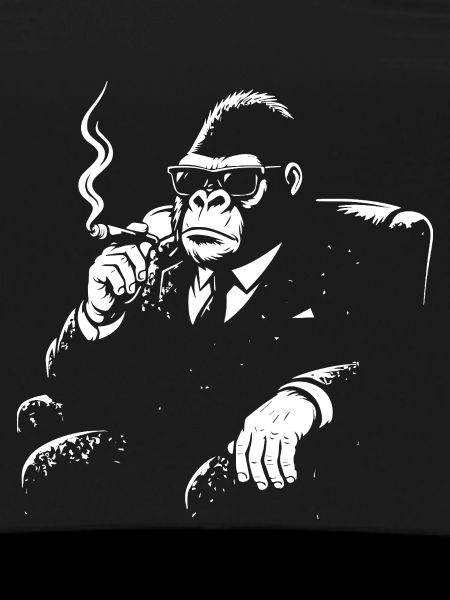 Noir Monkey in Suit Smoking