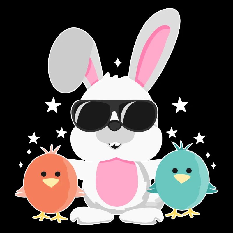 Lapin avec lunettes de soleil, poussin, lapin, lapin de Pâques