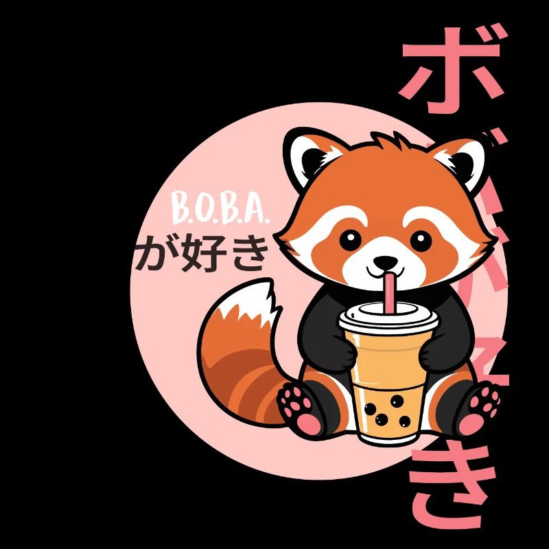 Red Panda Loves Bubble Tea – Kawaii Boba Design