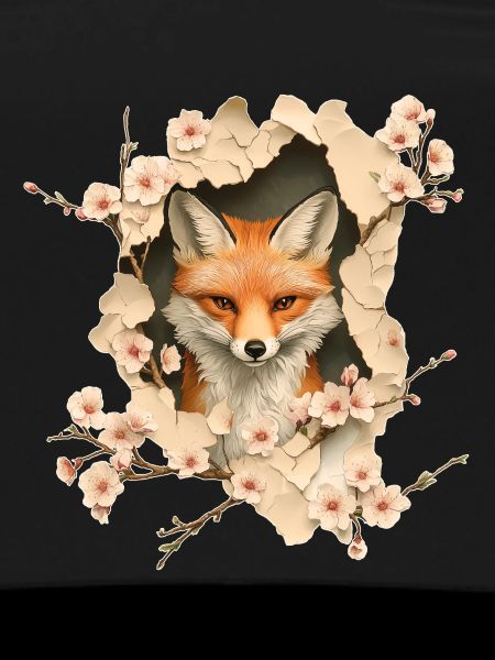 Fox with cherry blossoms
