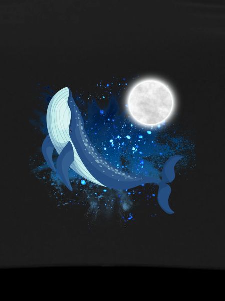 Blue Whale with Moon