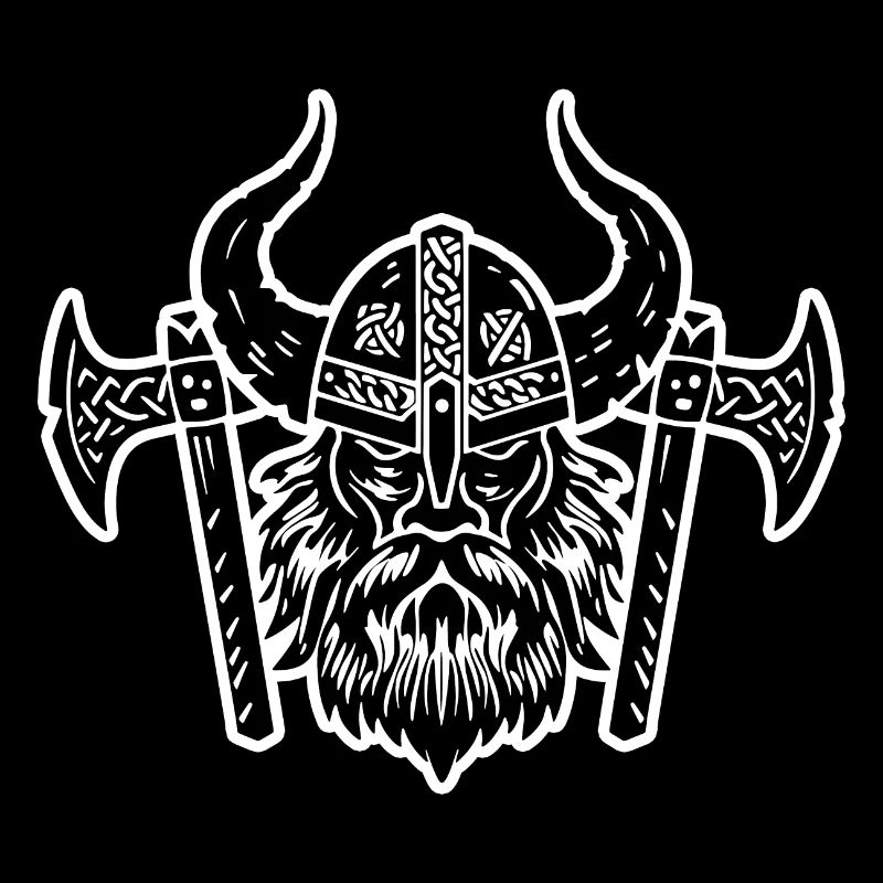 Wikinger Axt und Kopf mit Helm