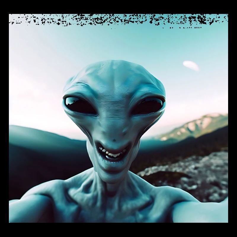 Selfie extraterrestre dans les montagnes