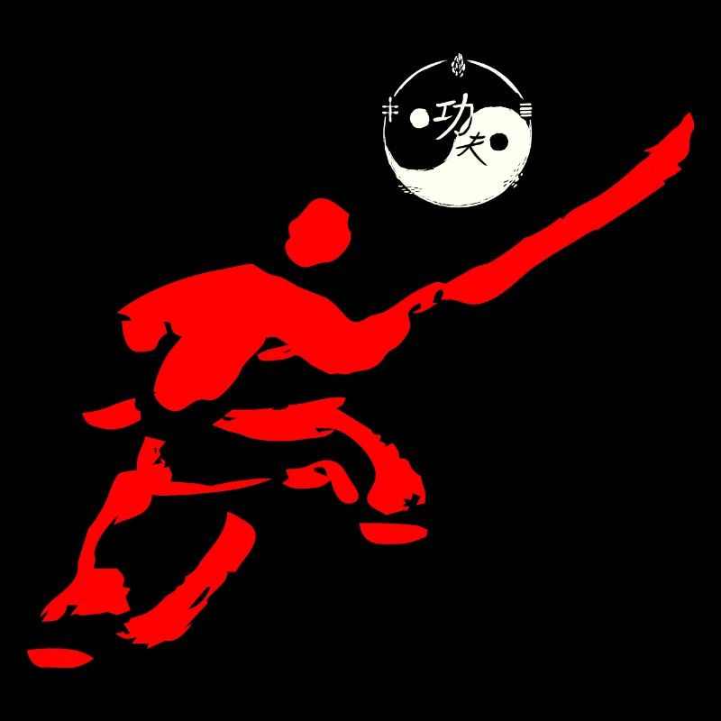 Figurine Shaolin avec hallebarde et Taijitu/Yin-Yang