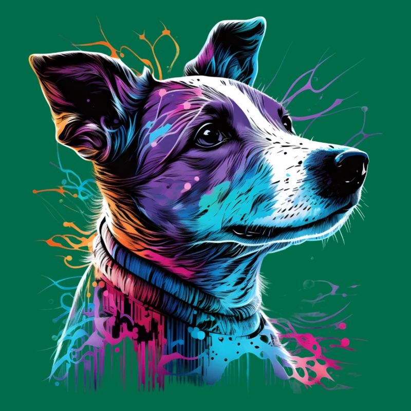 Dog Jack russell terrier synthwave