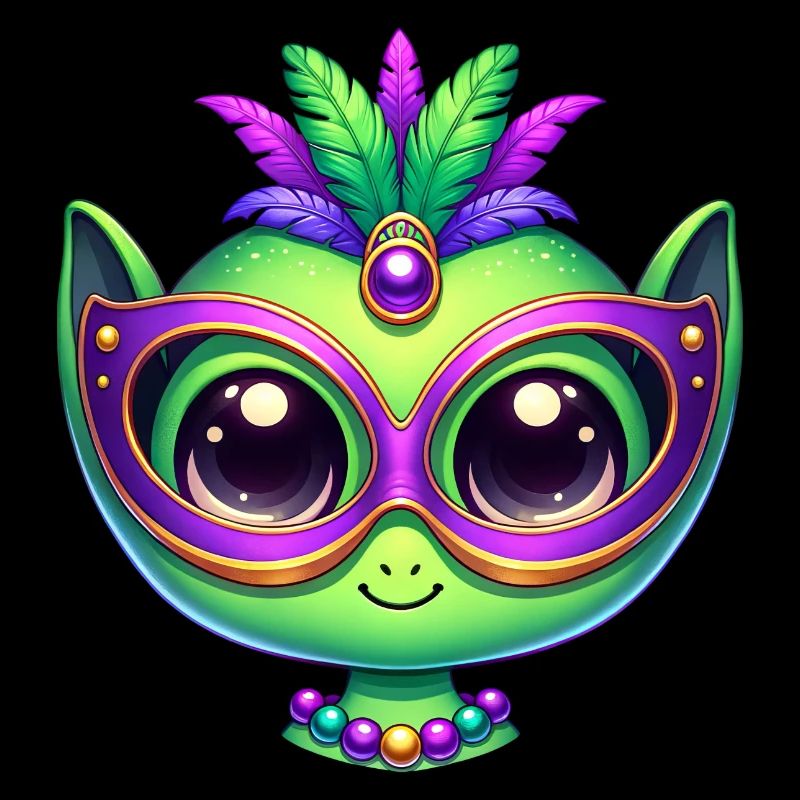 Mardi Gras Alien Head Comic Mask