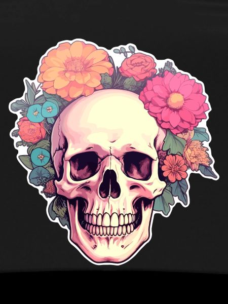 Human Skull & Flowers 2