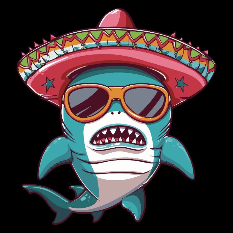 Shark Comic Funny Sombrero