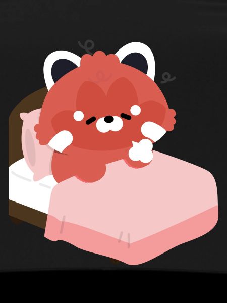 Tired Red Panda on Bed