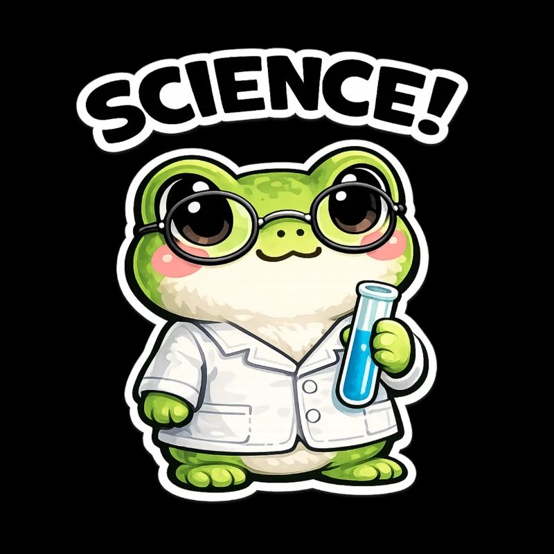 Science frog with glasses