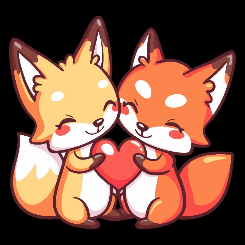 Fox Couple Amour La Saint-Valentin