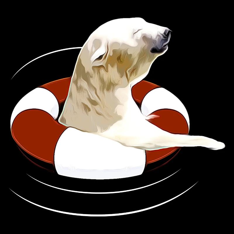 Eisbär mit Rettungsring