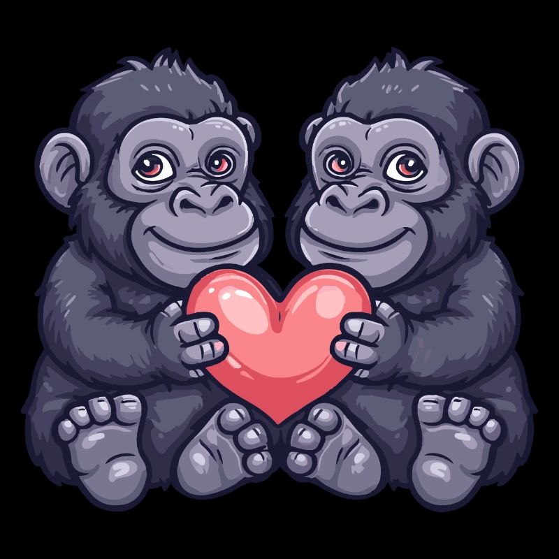 Couple de gorilles Amour Saint-Valentin