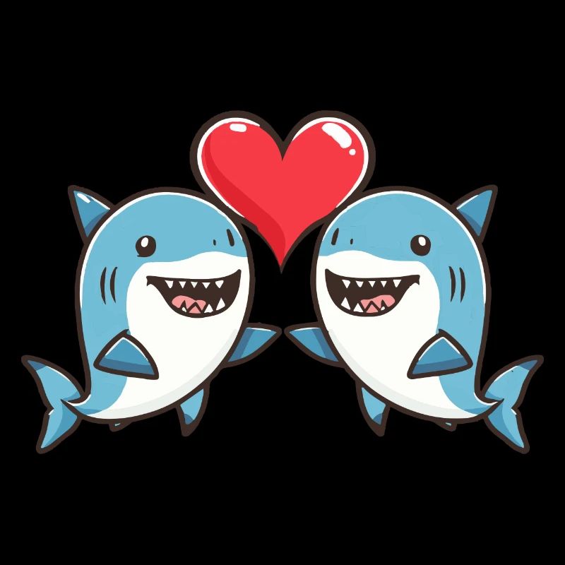 Couple de requins Amour Saint-Valentin
