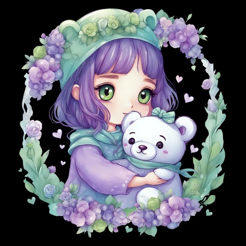 Fée avec ours en peluche