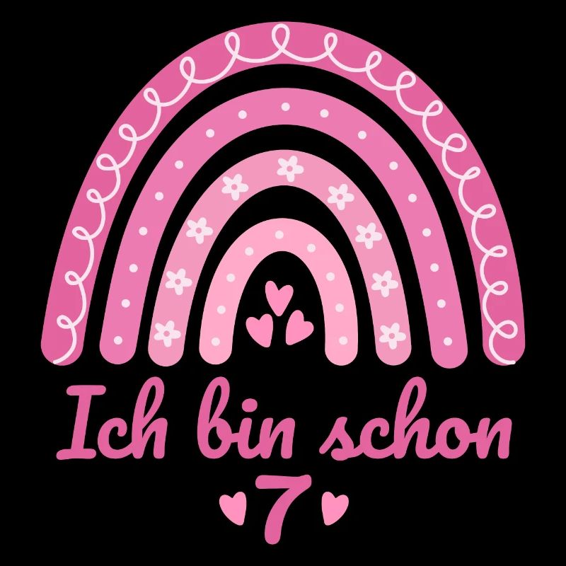 7. Geburtstag Mädchen Regenbogen Ich bin schon 7
