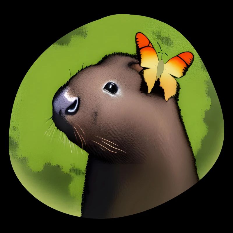 Small capybara with butterfly
